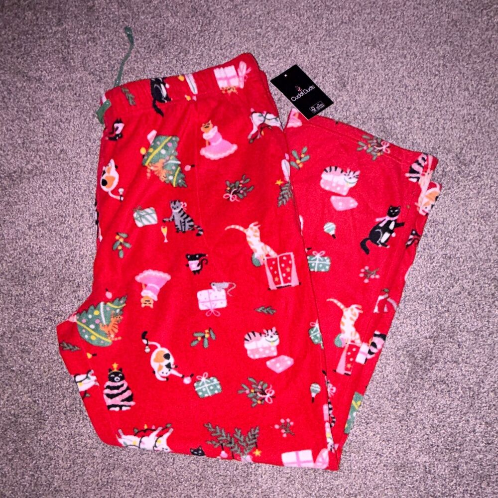 Women’s Red Christmas Holiday Graphic Print Pajama Pants Size XXL NWT A2